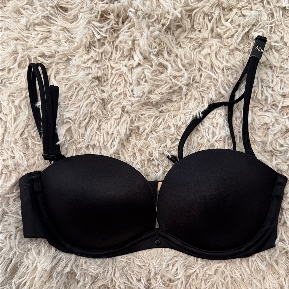 NWT Victoria's Secret Black Strapless Convertible Push-Up Bra 32B